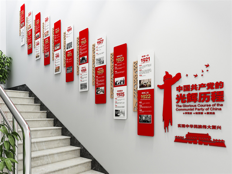楼梯过道党建墙