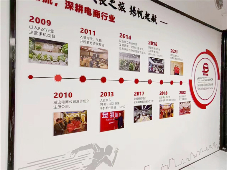 玻璃墙怎么制作安装文化墙——潮流电子文化墙制作分享
